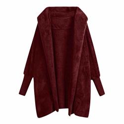 2019 New Women's Warm Fuzzy Fleece Faux Fur Cardigan Coat Outwear Thickened Parkas Down Overcoat Jacket Wind Red 3XL