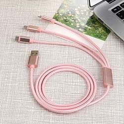 Nomsocr Micro USB Cable 3-IN-1 Nylon Braided Lightning To USB Cable Type C Sync Fast Charging Cord For Android Iphone Ipad Mini pro air Samsung Moto