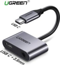 UGreen Usb-c To 3.5MM Audio And Usb-c Adapter Grey And Black