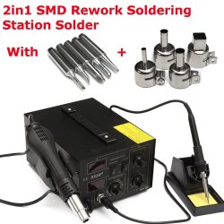 852D+ Double Digital Hot Air Gun Soldering Station Rework Iron Soldertips With Nozzle