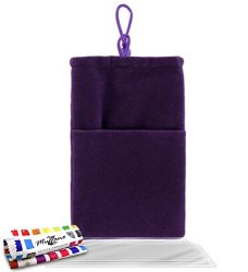 Muzzano Original Purple Cocoon Pouch For Apple Iphone 4 + 3"ULTRACLEAR Screen Protective Films For Apple Iphone 4