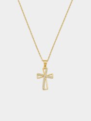 Goldair Gold Plated Sterling Silver Cubic Zirconia Open Cross Pendant