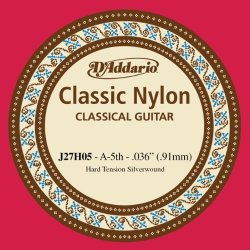 D'Addario &Co. Inc D'addario J27H05 Student Nylon Classical Guitar Single String Hard Tension Fifth String