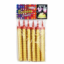Kimbar Birthday Candles Cake Gold Candle Party Wedding Bottle Service Night Club Sweet 16 MINI Candles Smokeless 1 Pack 6 Pcs