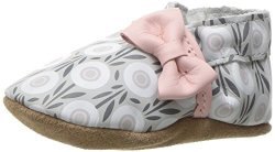 Robeez Girls' Soft Soles Traditional Silhouette Slip-on Wildflowers-grey pink 6-12 Months M Us Infant