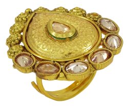 New Indian Traditional Ethnic Gold Tone Adjustable Ring Bollywood Women Jewelry IMOJ-KR34A