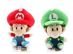 SANEI Set Of 2 Baby Mario And Baby Luigi Plush Doll