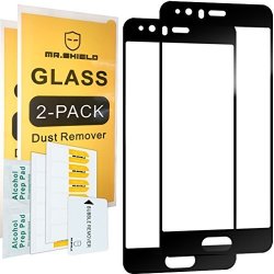 2-PACK -mr Shield For Huawei P10 Plus Tempered Glass Full Cover Black Screen Protector With Lifetime Replacement Warranty