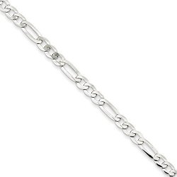 4.5MM Sterling Silver Flat Figaro Chain Bracelet 7 Inch