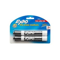 Expo Low Odor Dry Erase Markers Chisel Tip Black 2 Pack