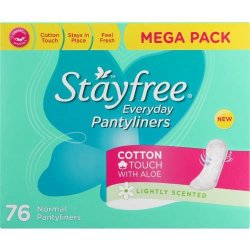 Stayfree Everyday Panty Liners Normal Cotton Touch Aloe Vera Lightly Scented Pack Of 76