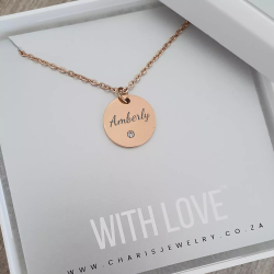 Stara Personalized Necklace Rose Gold Stainless Steel Size: 15MM On 45CM Chain Ready In 3 Days