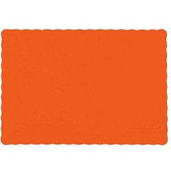 Raise Products Decorative Disposable Paper Placemats Sylish Table Doilies With Luxury Edge Indoor Or Outdoor Paper Placemats 10"X14" 50-PACK Orange