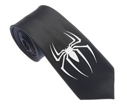 Uyoung Cool Spiderman Symbol Black Men's Woven 2.5" Skinny Tie