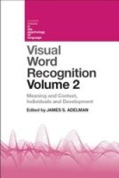 Visual Word Recognition Volume 2 hardcover
