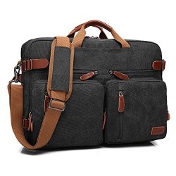 Inmount 15.6 Inch Laptop Bag Messenger Bag Convertible Backpack Water-resistant Handbag Business Briefcase For Men women Canvas Black