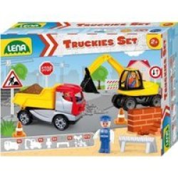 Toy Construction Site: Truckies Tipper Excavator 3X Figurines Signs 24 Pieces