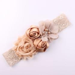 Shabby Lace Chic Baby Flower Headband - White