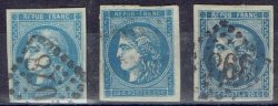 France 1870 20C Blue X3 Shades Very Fine Used
