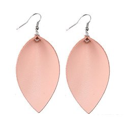 Tidoo Jewelry Women Leaf Leather Dangle Earrings 8 Pink