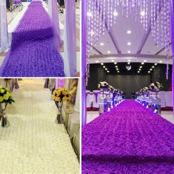 140 190CM 3D Rose Flower Satin Wedding Aisle Runner Carpet Curtain Backdrop Par