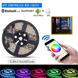 LED Light Strip Kit,OSKE 5050 Waterproof 32.8ft//10M 600 LEDs with 44Key Remote Controller and 12V 8A Power Supply