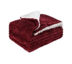 Warm And Cozy Lamb Velvet Double Layer Draw Blanket For Winter - Red