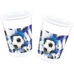 Procos Football Blue - 10 Plastic Cups 200ML
