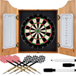 Trademark Global Tgt Beveled Wood Dart Cabinet With Pro Style Board And Darts