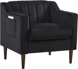 Luna Velvet 1 Seater Sofa Arm Chair - Black