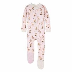 Burt's Bees Baby Baby Girls Sleeper Pajamas Zip Front Non-slip Footed Sleeper Pjs 100% Organic Cotton
