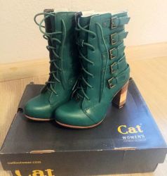 Cat Women Boots Poseidon Design Green Uk4 Eur37