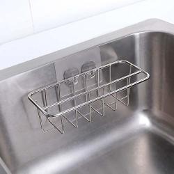 Adhesive Sponge Holder Dish Cloth Hanger 2-IN-1 Sink Holder SUS304 Stainless Steel Rust Proof Water Proof