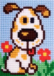 Stamped Cross Stitch Kit 6 × 8 inches for Beginners Dog Premium European Quality
