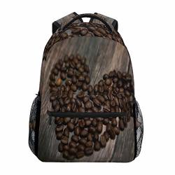 Women man Special Coffee Beans Heart Zipper College Bookbag Travel Rucksack Gym Bag For Youth