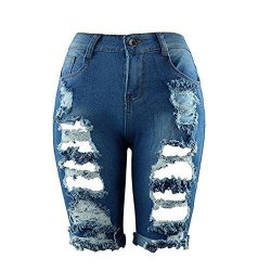 JSPOYOU Womens Shorts Hole Denim Shorts Low Waisted Washed Ripped Mini Jeans Pants