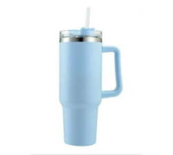 Ine 1.2L Tumbler With Handle Straw Lid Stainless Steel Travel Mug Blue
