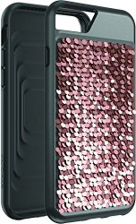 Body Glove Shimmer Reversible Sequins Phone Case For Iphone 6 Plus 6S Plus 7 Plus 8 Plus - Black rose Gold