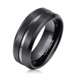 Men's Matte Black Tungsten Ring OY-R-016 - 14