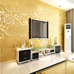 10mx53cm Wallpaper Rolls Silver Golden Apricot Luxury Embossed Patten Textured Home Wall Decor