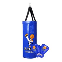 Boxing Bag Children Sandbag Gloves Set Home Sports Junior Trainning Punching - Blue
