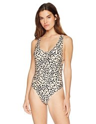 Mae Women's Swimwear Lauren Strappy Side One Piece Swimsuit Leopard Print XL