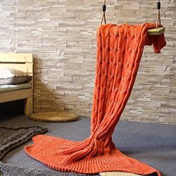 Mermaid Tail Blanket Prosshop Mermaid Crochet Blanket For Adult And Kids All Season Sleeping Bag 39" 63" Orange