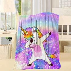 Hoosfu Rainbow Dabbing Narwhal Blanket 3D Print Throw Smooth And Soft All Season Lightweight Living Room bedroom Large Super Soft Warm Throw