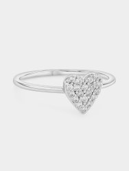 Sterling Silver Cubic Zirconia Pav Heart Ring