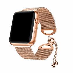 ??mchoice??milanese Stainless Steel Replacement Watch Band For Apple Watch Series 4 40MM Rose Gold