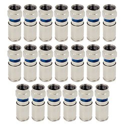 Esumic RG6 F Type Connector Coax Coaxial Compression Fitting 20PACK Blue-bn