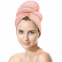 Oleh-oleh New Style Super-absorbent Microfiber Hair Drying Towel Muti-functional Easily Fixed For Long Hair Over Shoulder & Thick & Curly Hair Anti-frizz 41"X24" Pink