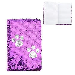 Creative A6 Mermaid Reversible Sequin Notebook 2 Color Diy Magic Sequin Journal Office Notebook For Girls Kids Adults Festival Birthday Valentine's Day Gifts Purple