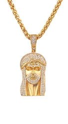 Yya Jewelry Mens Gold Chain Pendant Necklace Jesus Piece 18K Punk Medal By Hip Hop 30" Rope Chain For Men Gold-plated-bronze